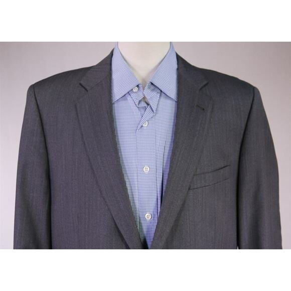 Custom Made Gray Herringbone 2-Btn Blazer Jacket 42R - Picture 3 of 10
